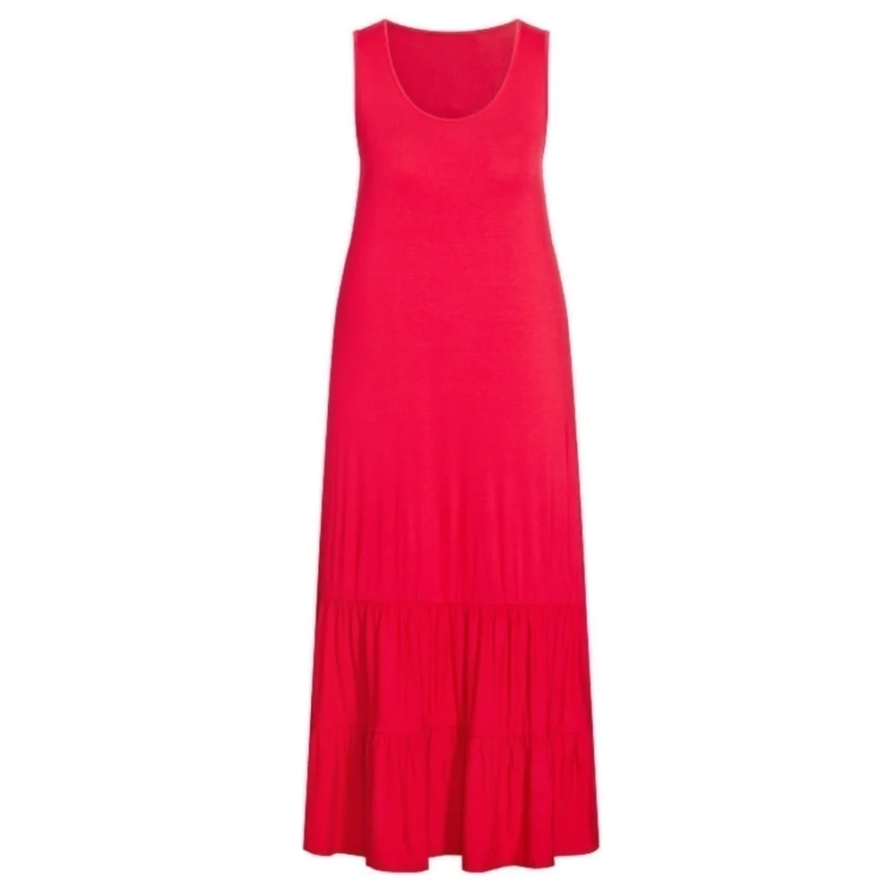 Evans 26/28W Persian Red Frill Hem Maxi Dress Q20.10